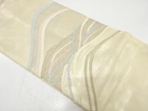 紗　山並模様織り出し　袋帯